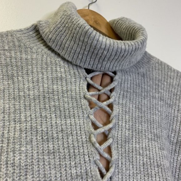 bebe Chunky Knit Lace Up Sweater - Picture 3 of 7